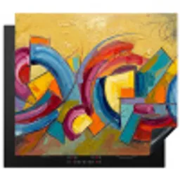 Abstract - Cirkels - Schilderij - Kleurrijk - Dynamisch Inductie beschermer vinyl 3mm middel -3d