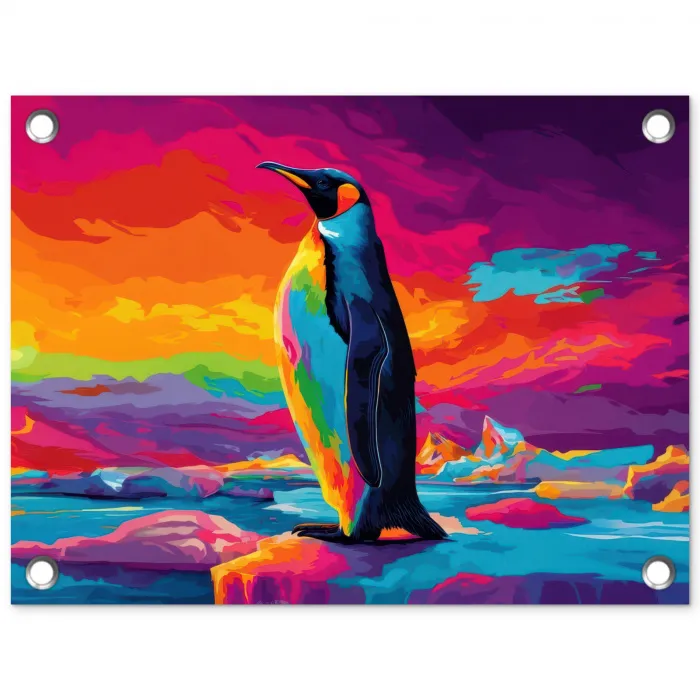 Ijsschots - Pinguïn - Abstract - Lucht tuinposter los doek klein -3d