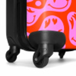 Abstracte smileyfiguren met hartogen op rood en roze NBS - Handbagage koffer - Vrouwen middel -wiel