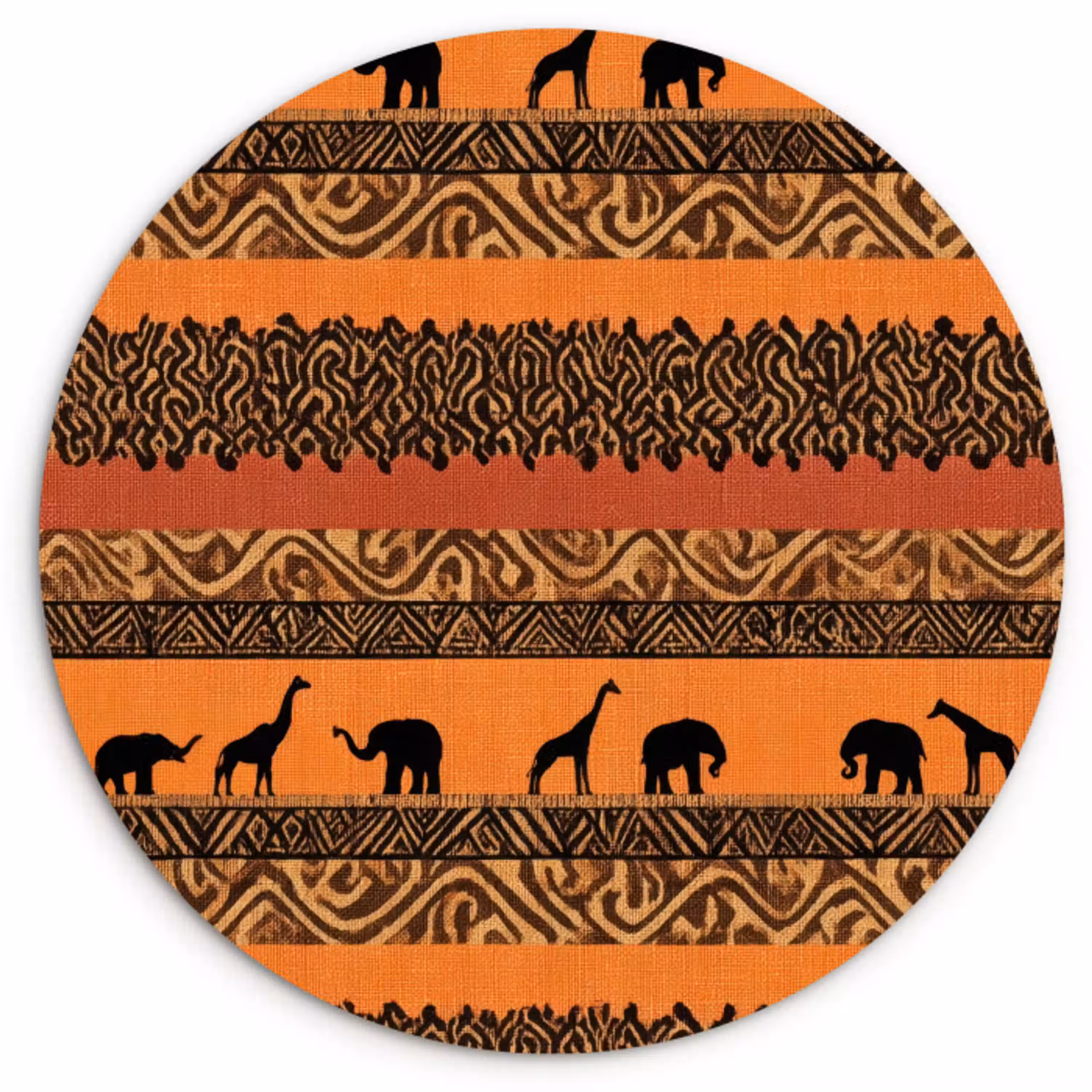 Oranje - Safari - Afrikaans - Dieren - Patroon Wandcirkel kunststof plaat 5mm dik klein 188 -3d