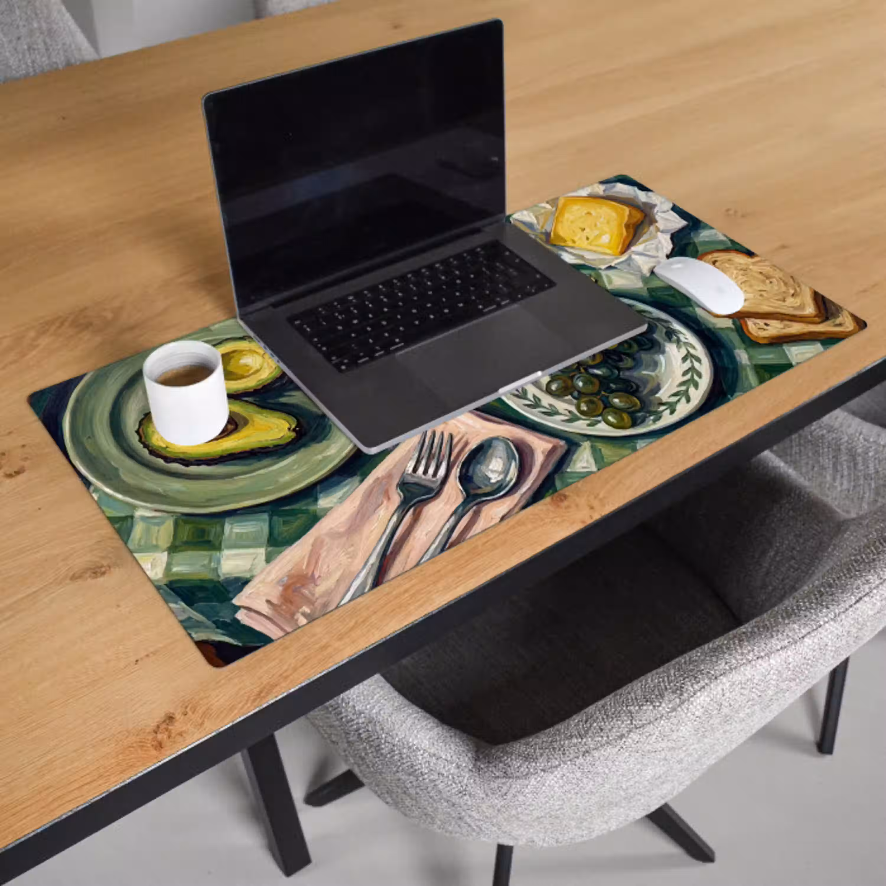 Eten - Ontbijt - Tafel - Modern - Groen Muismat XXL klein -sfeer1