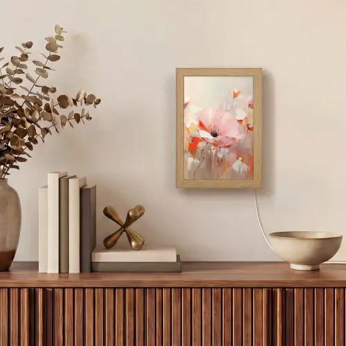 Bloemen - Watercolor - Roze - Abstract - Kunst Light Box met kabel (Tafellamp) klein -sfeer2