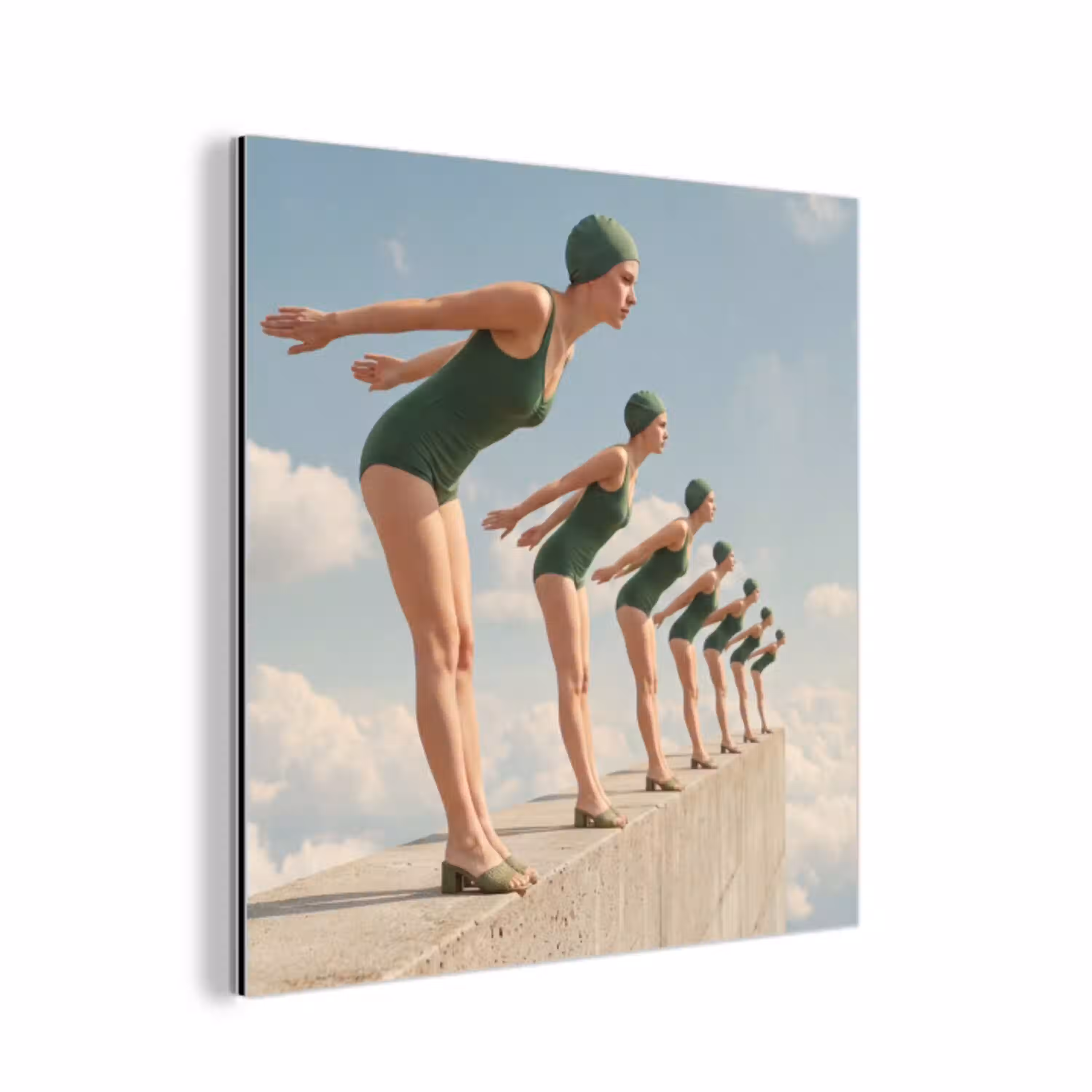 Vrouwen - Duikhouding - Wolken aluminium wit klein -3d