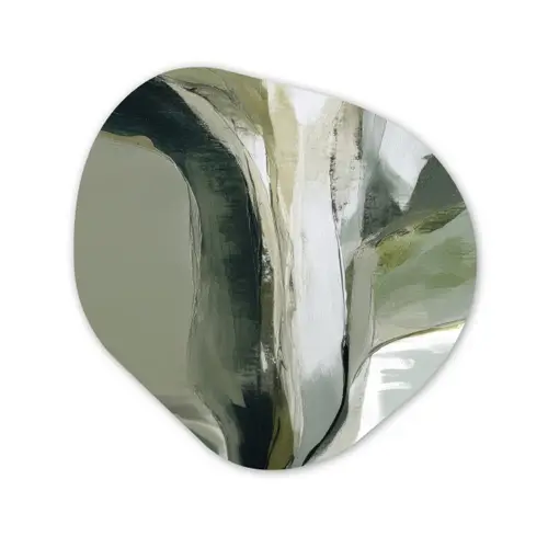 Natuur - Abstract - Groen - Penseelstreken Wandcirkel Organisch Aluminium middel -3d