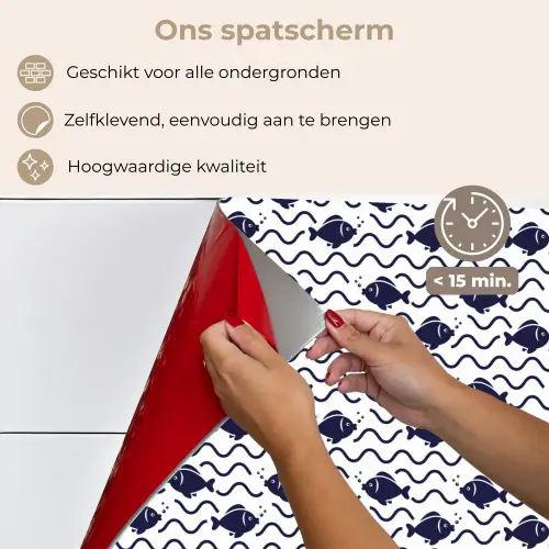 Oceaan - Visachtig - Blauw - Wit keuken achterwand spatscherm klein 900 -spatscherm_NL