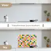 Vierkanten - Kleurrijk - Golvend keuken achterwand spatscherm klein -voor_na_NL