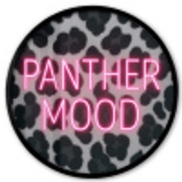 Panterprint - Zwart - Neonletters - Roze Fotolijst rond zonder passe partout klein -3d