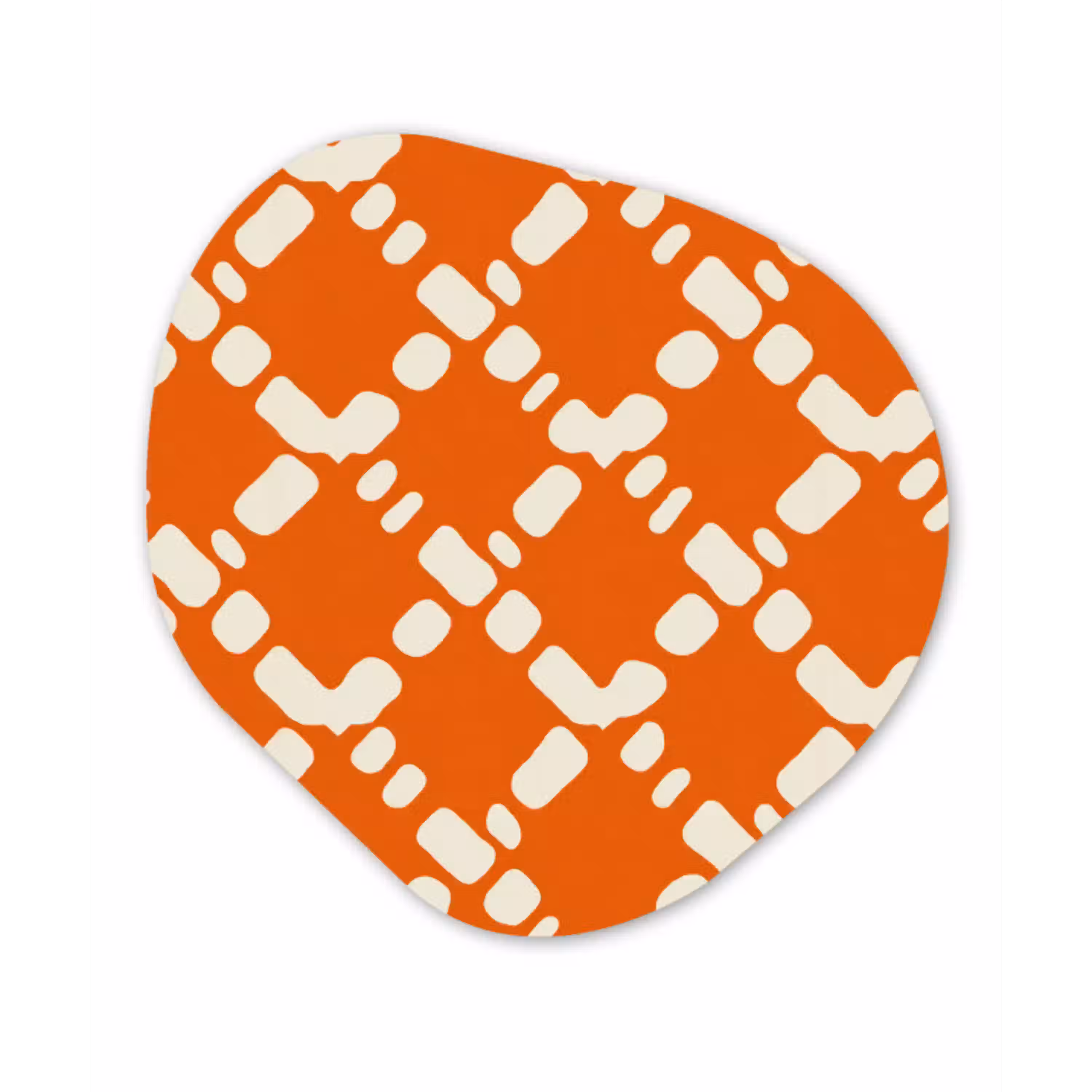Oranje - Ruitpatroon - Wit Wandcirkel Organisch Forex 3mm klein 629 -3d