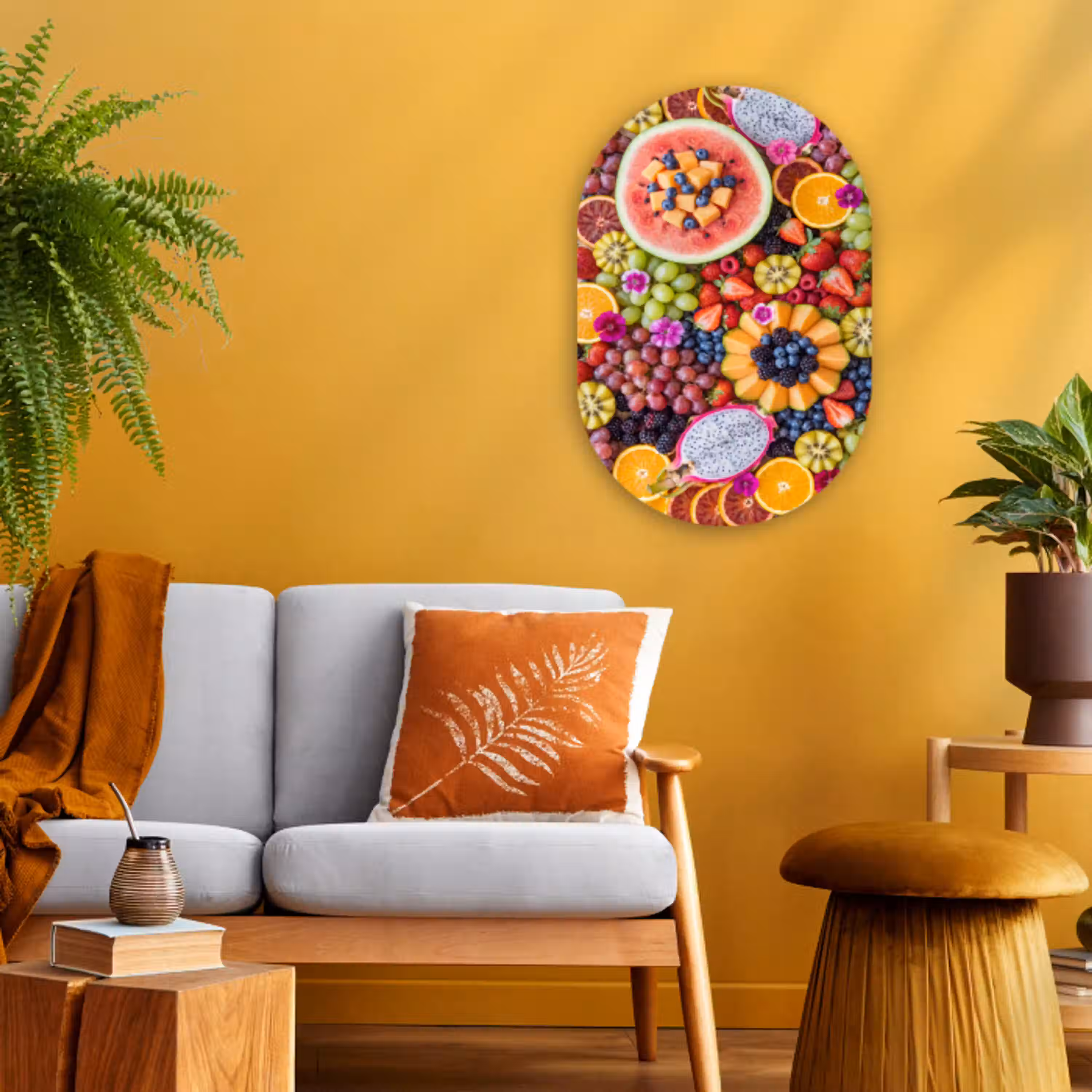 Fruit - Vers - Variatie - Eten - Kleurrijk Wandcirkel Ovaal Forex klein -sfeer4