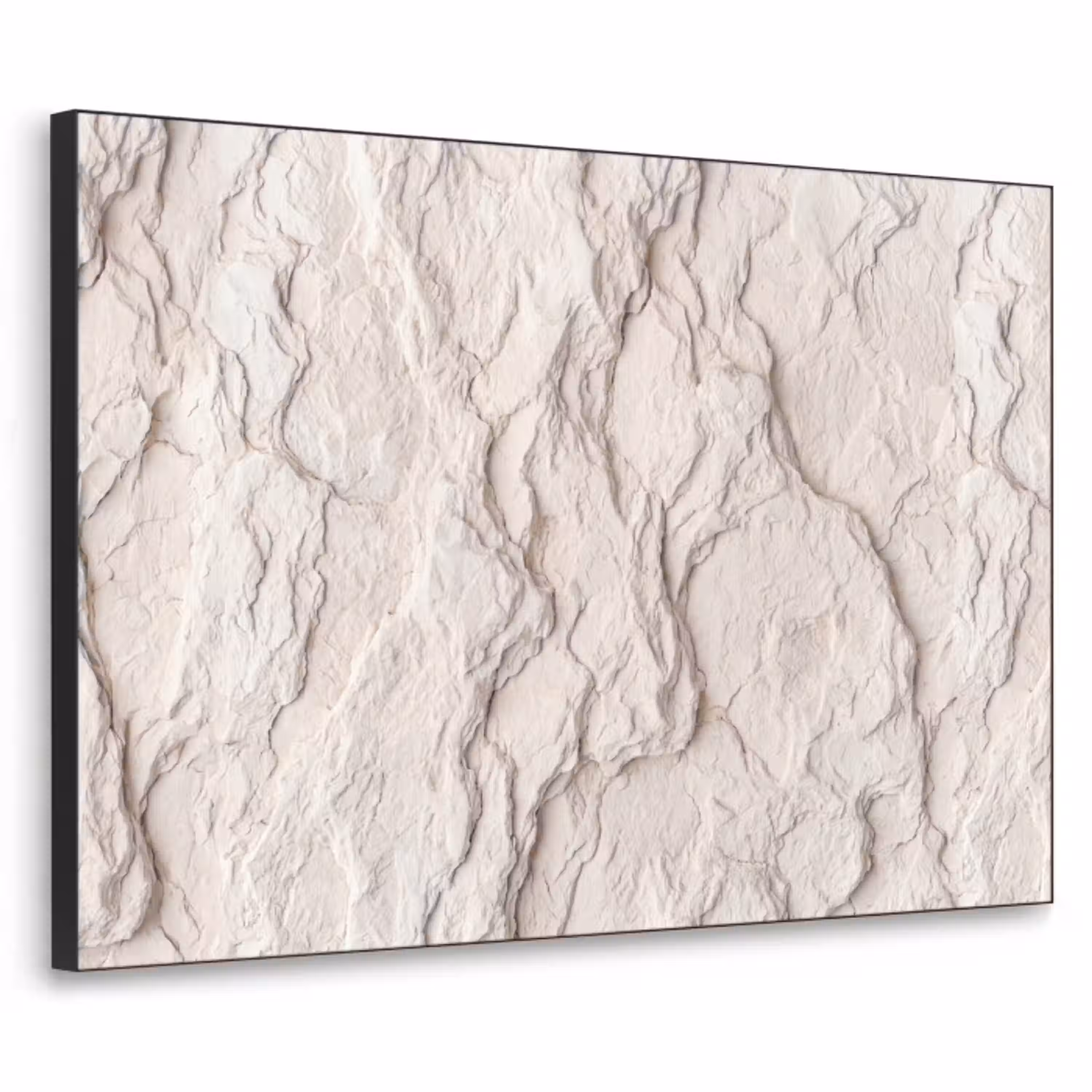 Rots - Structuur - Natuur - Beige - Abstract Textielframe zwart klein -3d