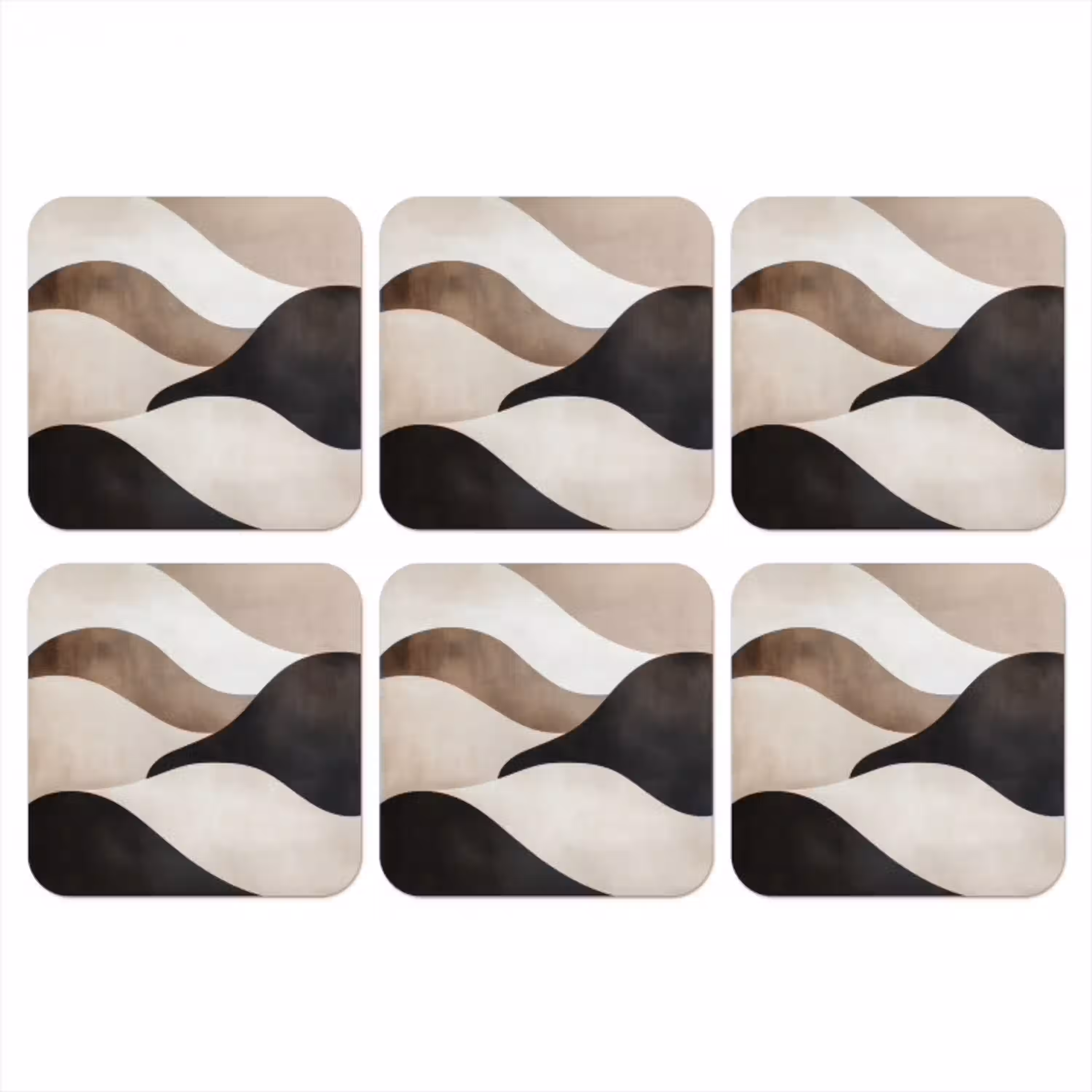Golven - Abstract - Beige onderzetter kurk middel -3d