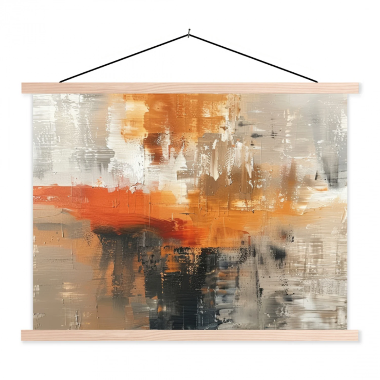 Moderne kunst - Abstract - Goud - Grijs textielposter latten blank klein -3d