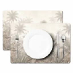 Jungle - Tropisch - Natuur -Vintage - Beige Placemat vinyl groot -zzsfeer2_Kitchenyeah-website