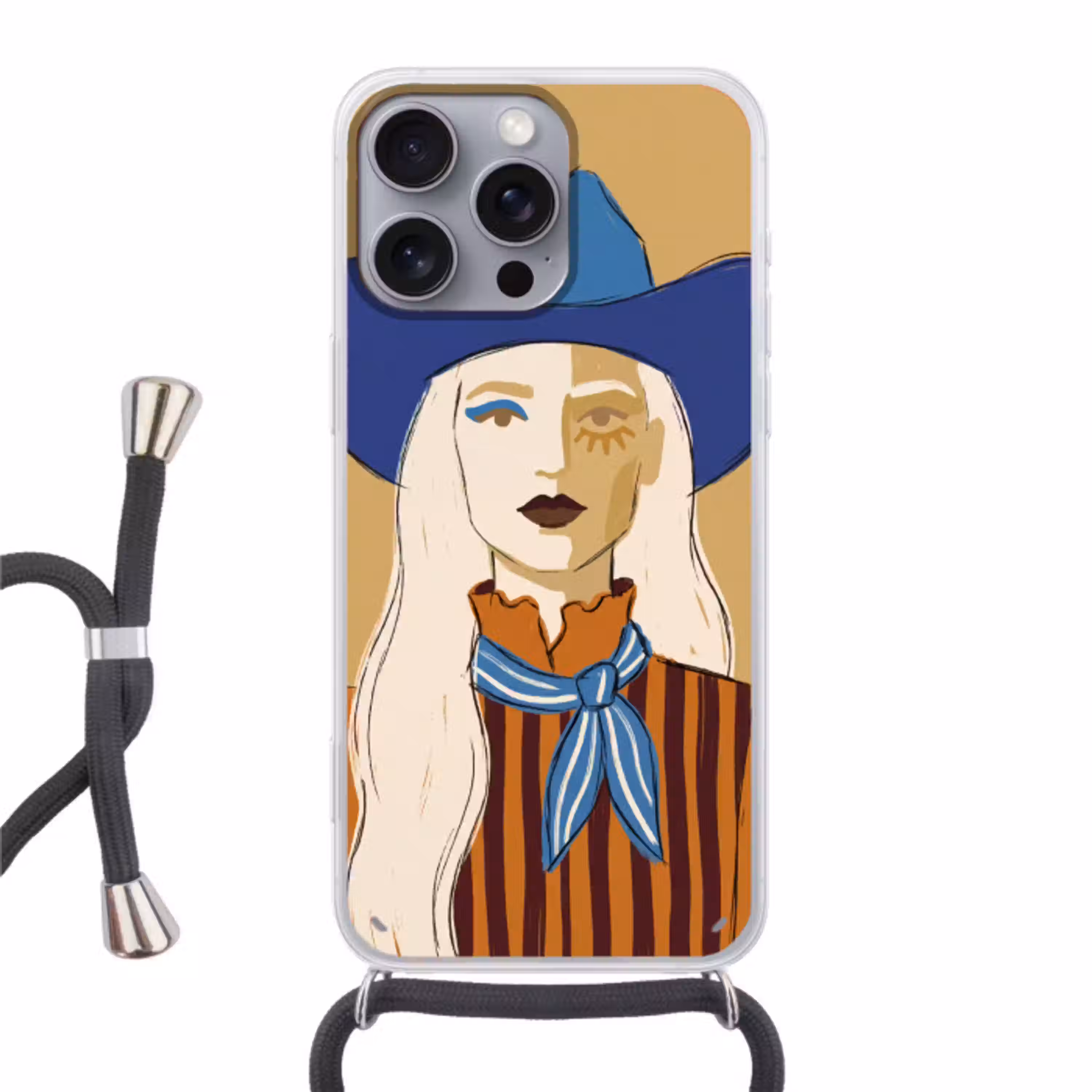 Vrouw - Portret - Abstract - Kleurrijk - Modern Hoesje iPhone 16 Pro Max met koord klein -3d