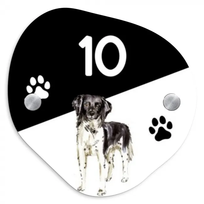 Zwart wit - Huisdier - Stabijhoun Naambord Organisch klein -3d