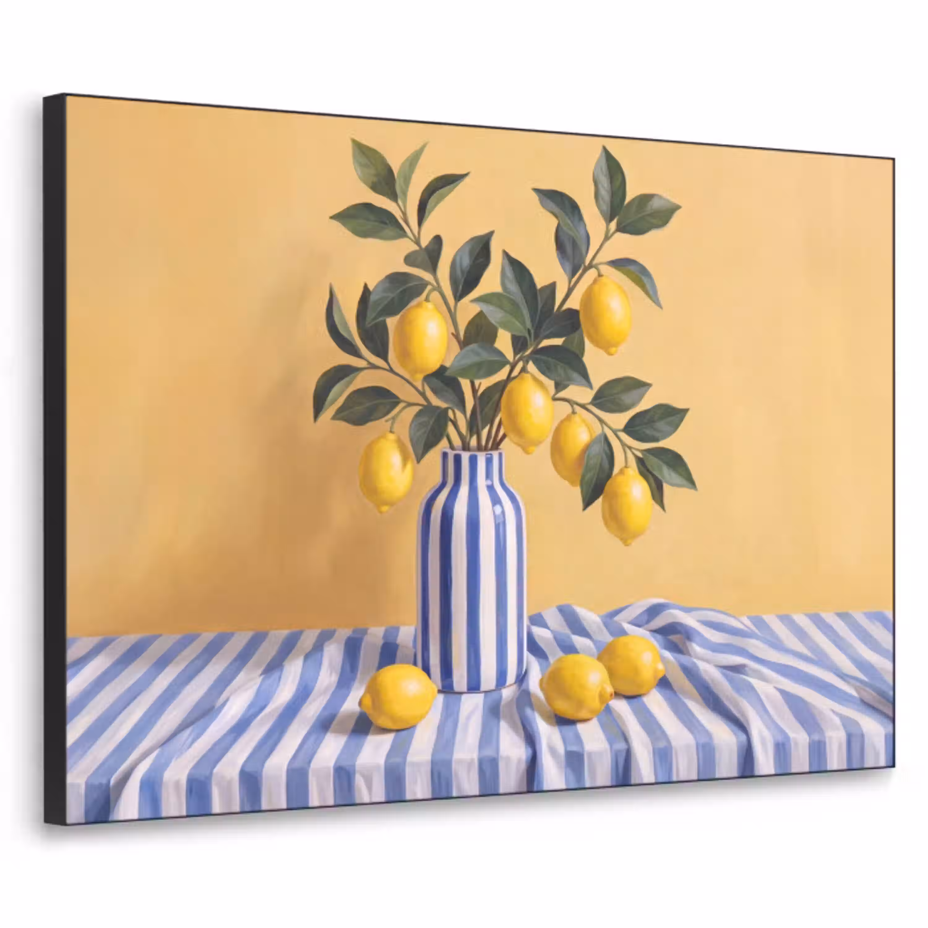 Citroen - Stilleven - Modern Textielframe zwart klein -3d