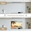 Strand - Palmbomen - Oceaan - Zonsondergang keuken achterwand spatscherm klein -voor_na_NL
