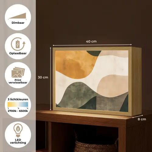 Vormen - Okergeel - Abstract Light Box met batterij (Wandlamp) middel -USP_websiteoverzichtNL