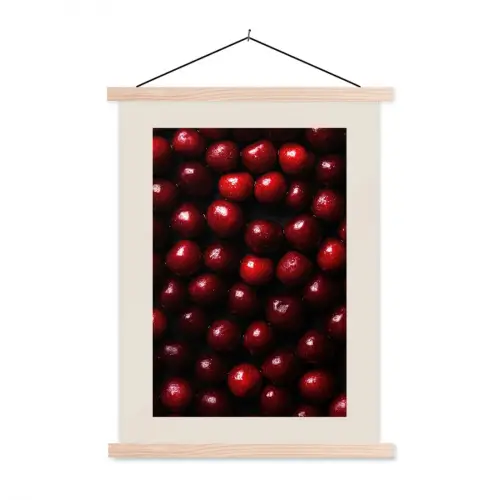 Kersen - Rood textielposter latten blank klein -3d