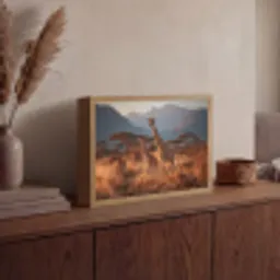 Giraffen - Hoog gras - Acaciabomen Light Box met batterij (Wandlamp) middel -sfeer2