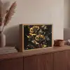 Rozen - Goud - Zwart - Bloemen - Modern Light Box met batterij (Wandlamp) middel -sfeer2