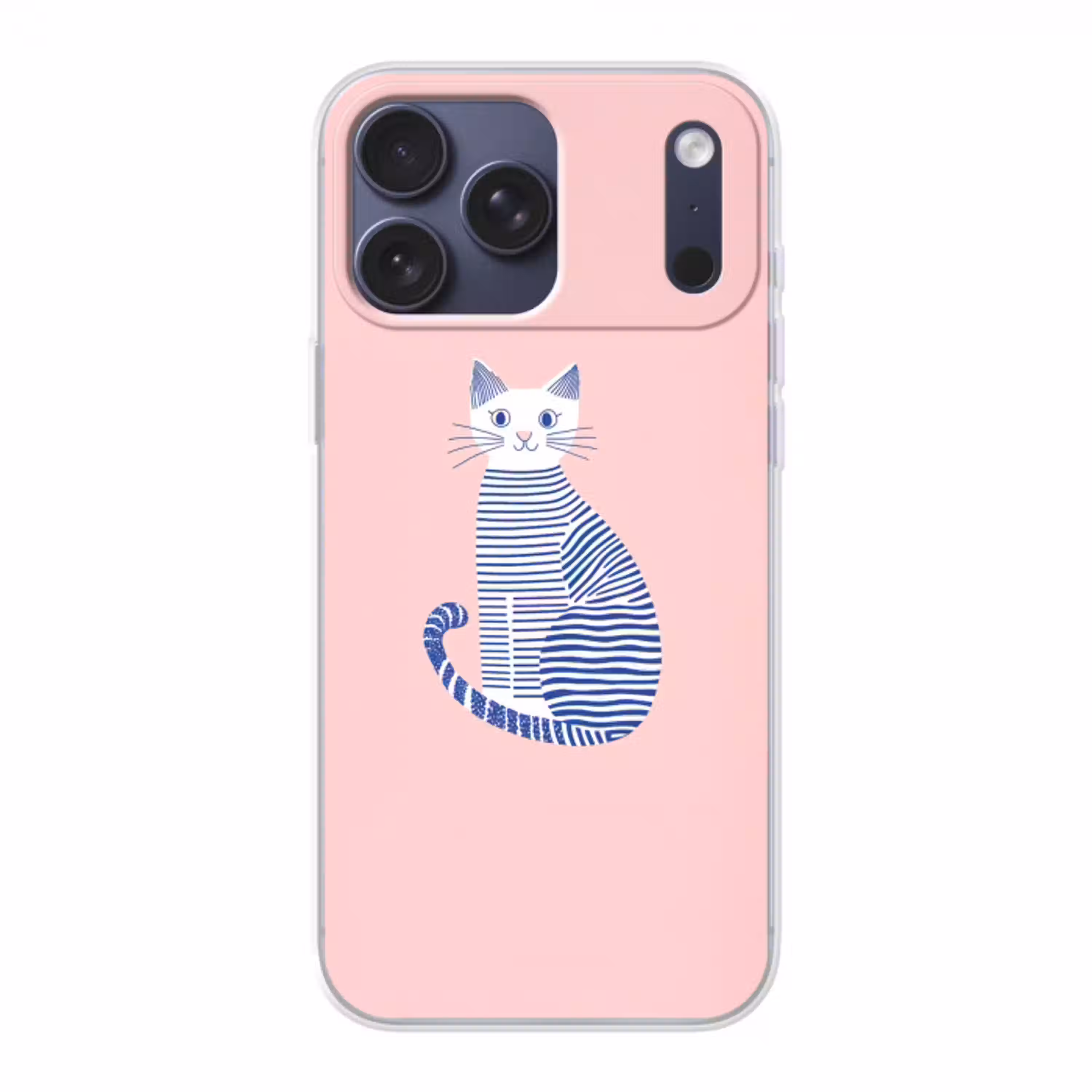 Kat - Illustratie - Minimalistisch - Roze Telefoonhoesje iPhone 17 Pro Max klein -3d