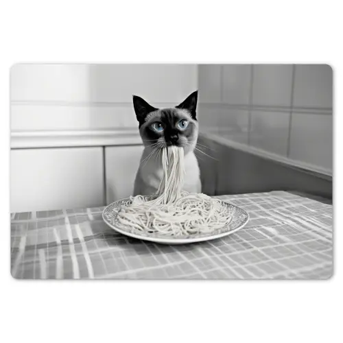 Kat - Siamees - Zwart Wit - Schattig - Dieren Placemat vinyl groot -zzsfeer1_Kitchenyeah-website