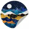 Nacht - Goud - Marmer - Abstract - Landschap - Berg Wandcirkel behangsticker klein -3d