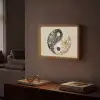 Yin Yang - Bloemen - Zwart - Wit - Vintage Light Box met batterij (Wandlamp) middel -sfeer1