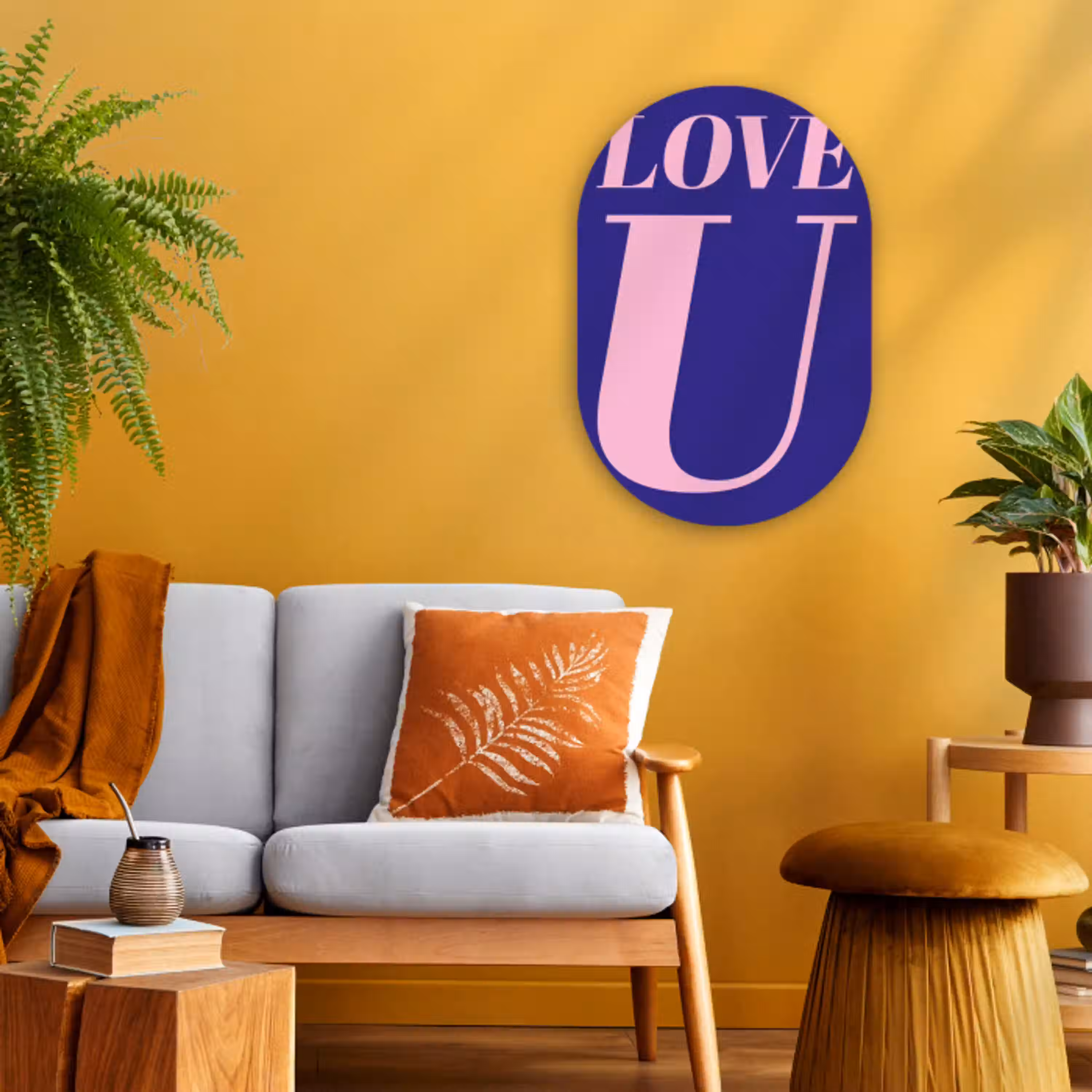 Love - Blauw - Valentijn Wandcirkel Ovaal Forex klein -sfeer4