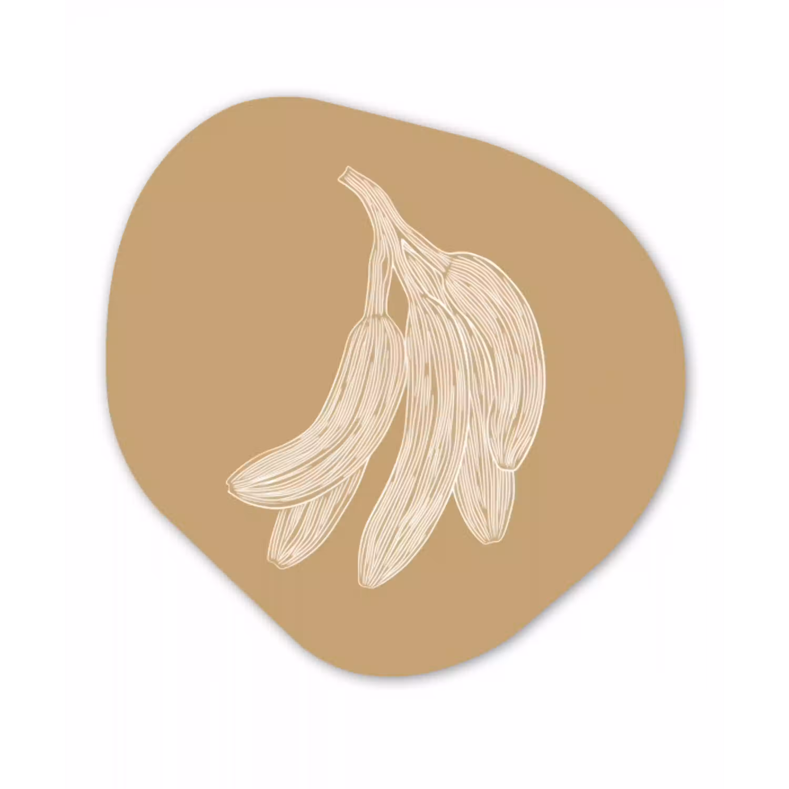Bananen - Beige - Lijntekening - Minimalistisch Wandcirkel Organisch Aluminium middel -3d