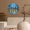 Skyline Toronto - Water - Stadslichten - Toren Wandcirkel kunststof plaat 5mm dik klein -sfeer1