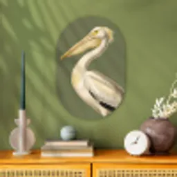 Pelikaan - Wit - Vogel - Klassiek - Natuur Wandcirkel Ovaal Forex klein -sfeer2