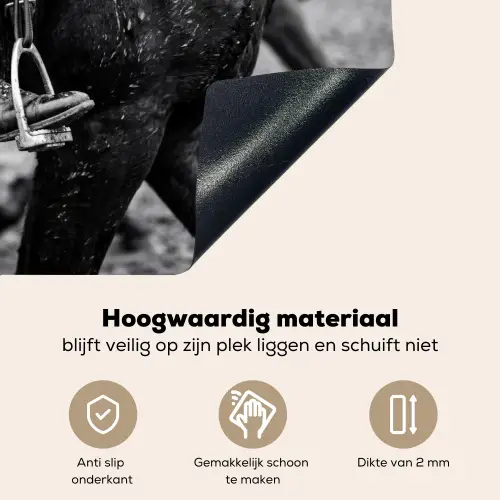 Paard - Sport - Zwart - Wit Inductie beschemer met haakjes klein -ky-onderkant-nl