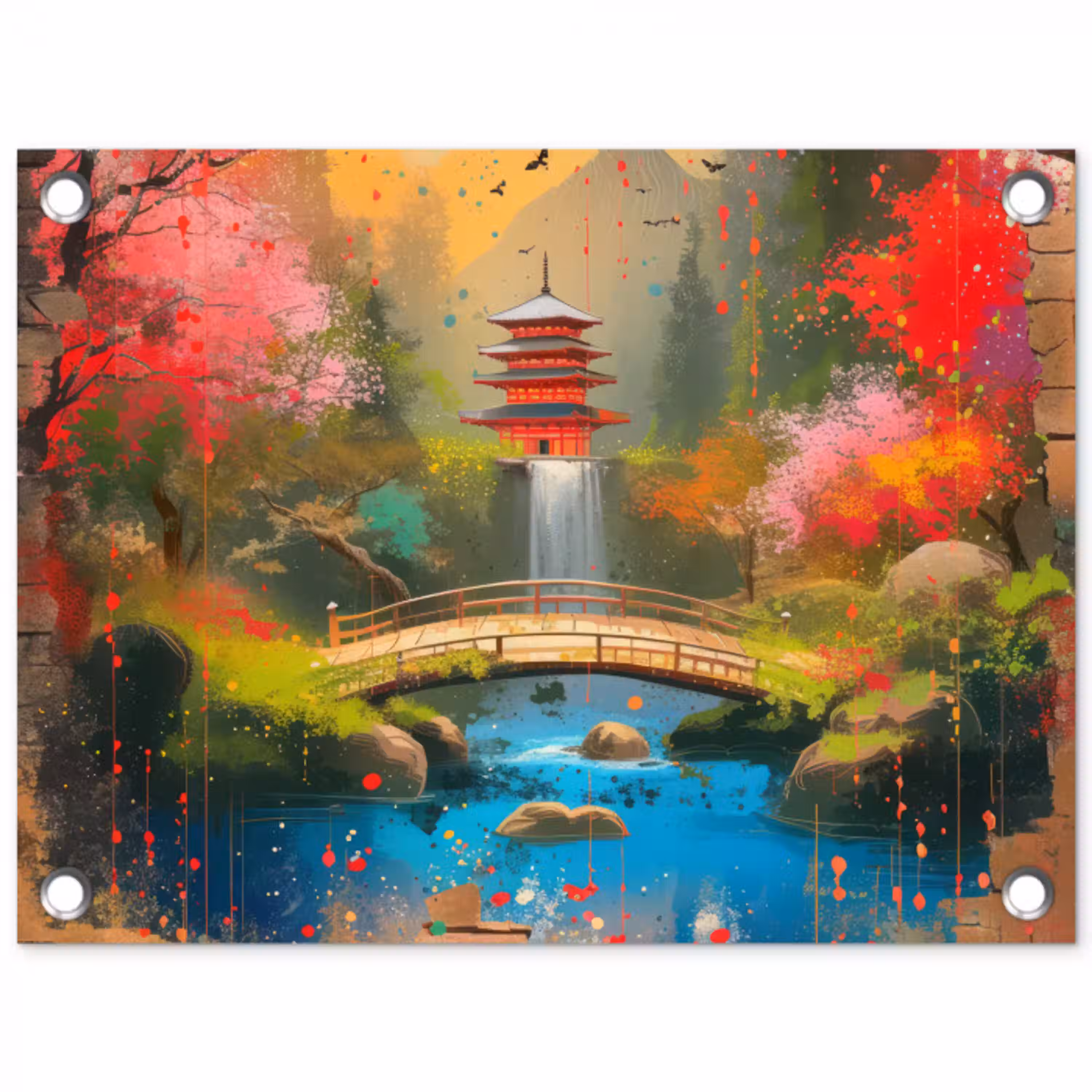 Serene Japanse Tuin tuinposter los doek klein -3d