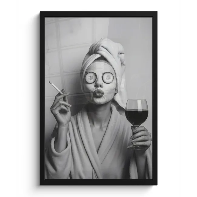 Photo Frame - Woman - Mask - Wine - Cigarette