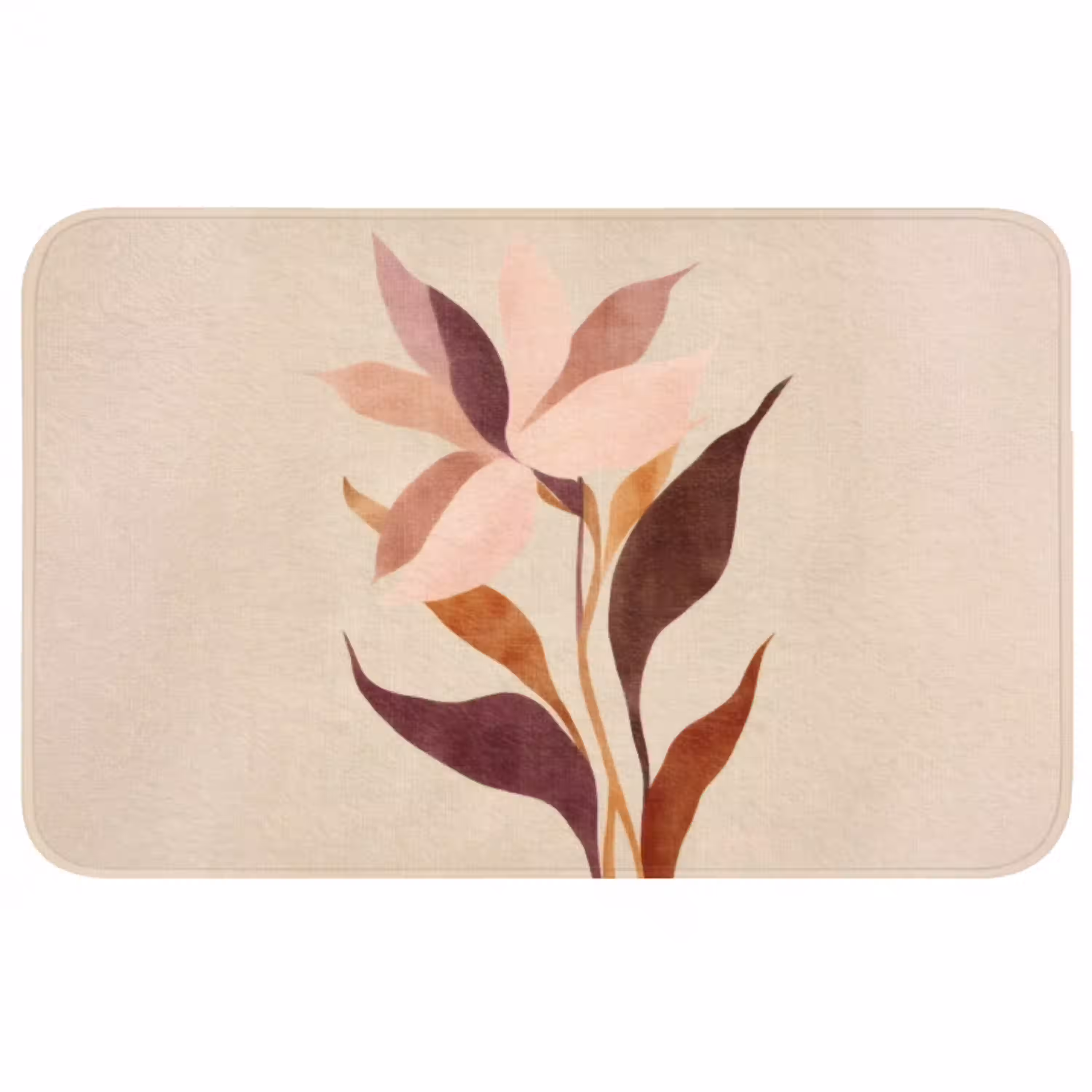 Bloemen - Blaadjes - Minimalistisch - Roze Badmat middel -3d