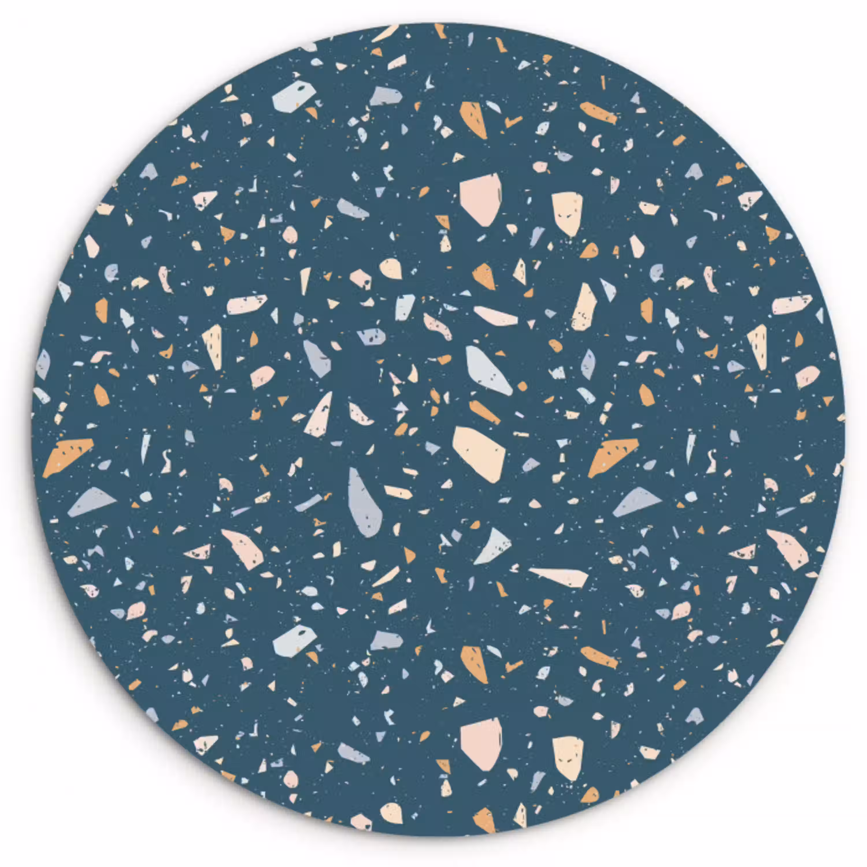 Terrazzo -  Patroon - Kleurrijk - Diep blauw Wandcirkel kunststof plaat 5mm dik klein 188 -3d
