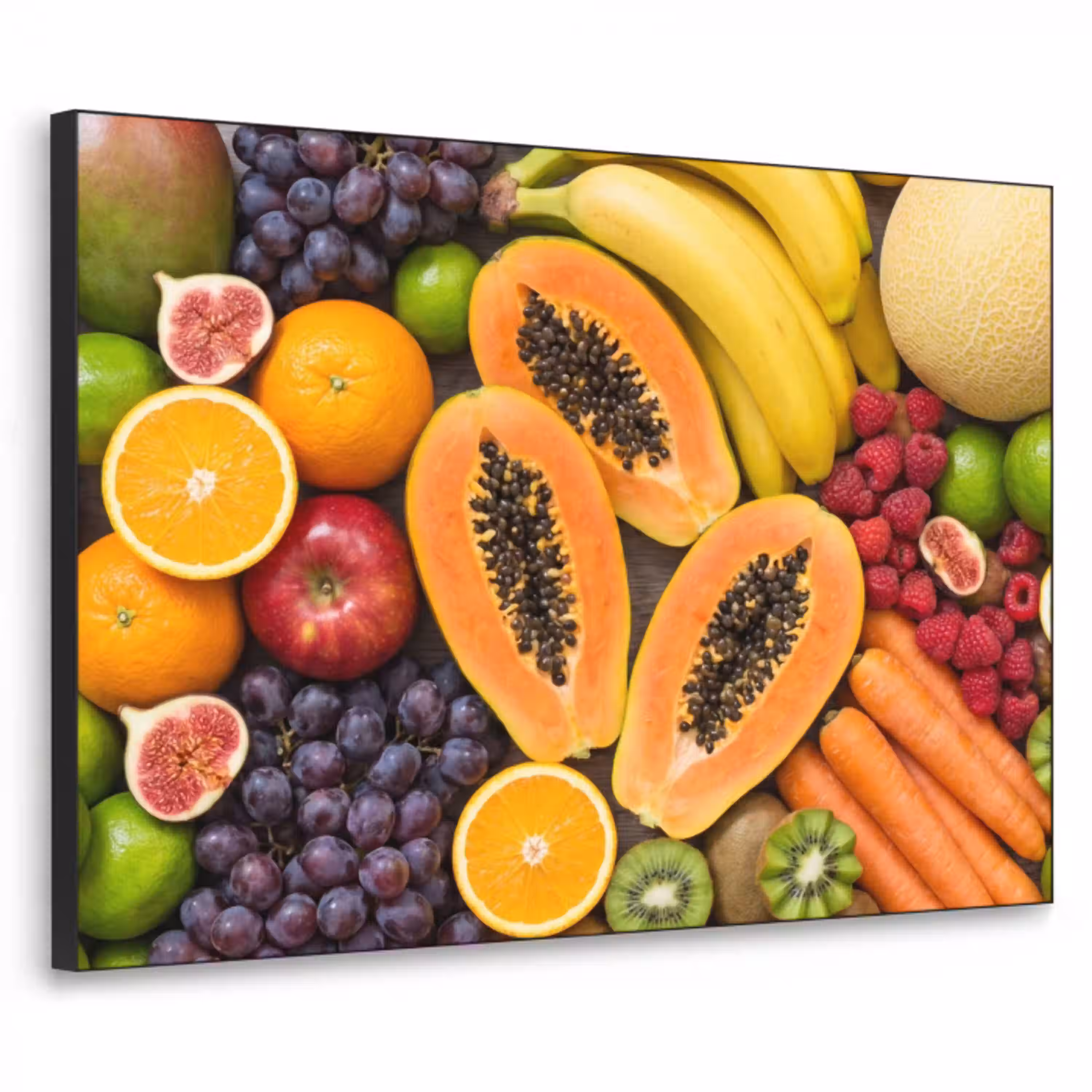 Eten - Fruit - Groenten - Vers - Kleurrijk Textielframe zwart klein -3d