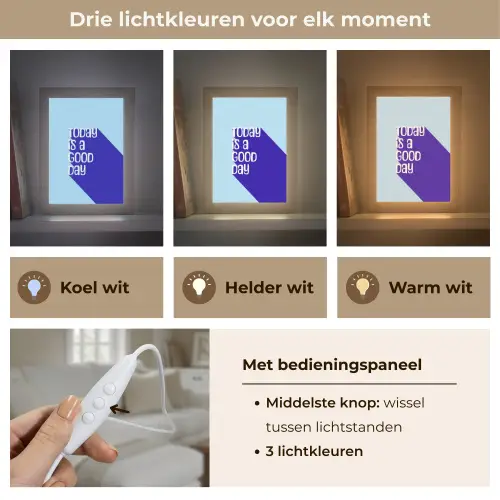 Today is a good day - Blauw - Schaduw Light Box met kabel (Tafellamp) klein -USP_lichtkleurNL