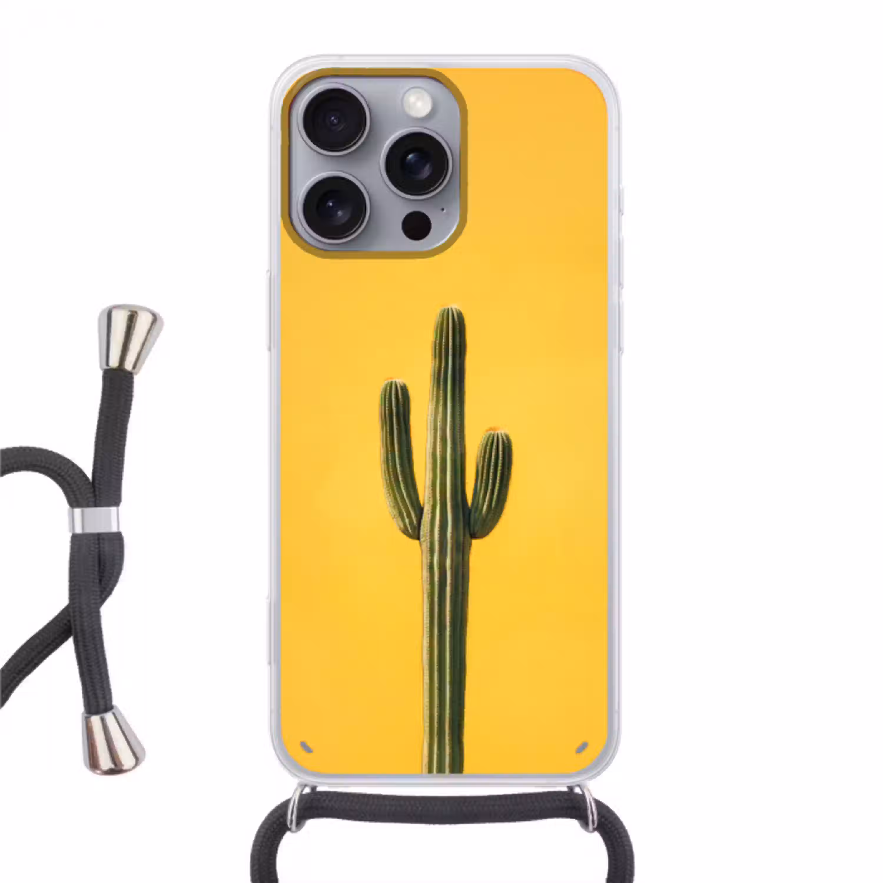 Cactus - Groen - Minimalistisch Hoesje iPhone 16 Pro Max met koord klein -3d