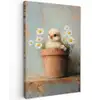 Bloempot - Kuiken - Bloemetjes Tuinposter op houten frame 2 cm dik klein -3d