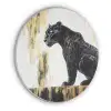 Panter - Zwart - Abstract - Goud Akoestische PET Vilt - Rond klein -3d