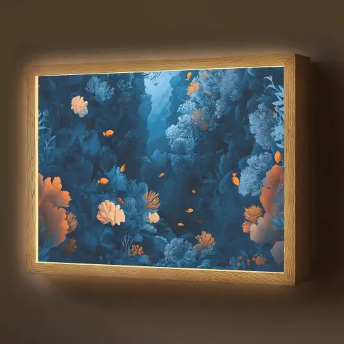 Koraalrif - Vissen - Oceaan - Blauw Light Box met batterij (Wandlamp) middel -z3d_website
