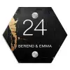 Zwart goud structuur - Klassiek Naambord Hexagon klein -3d