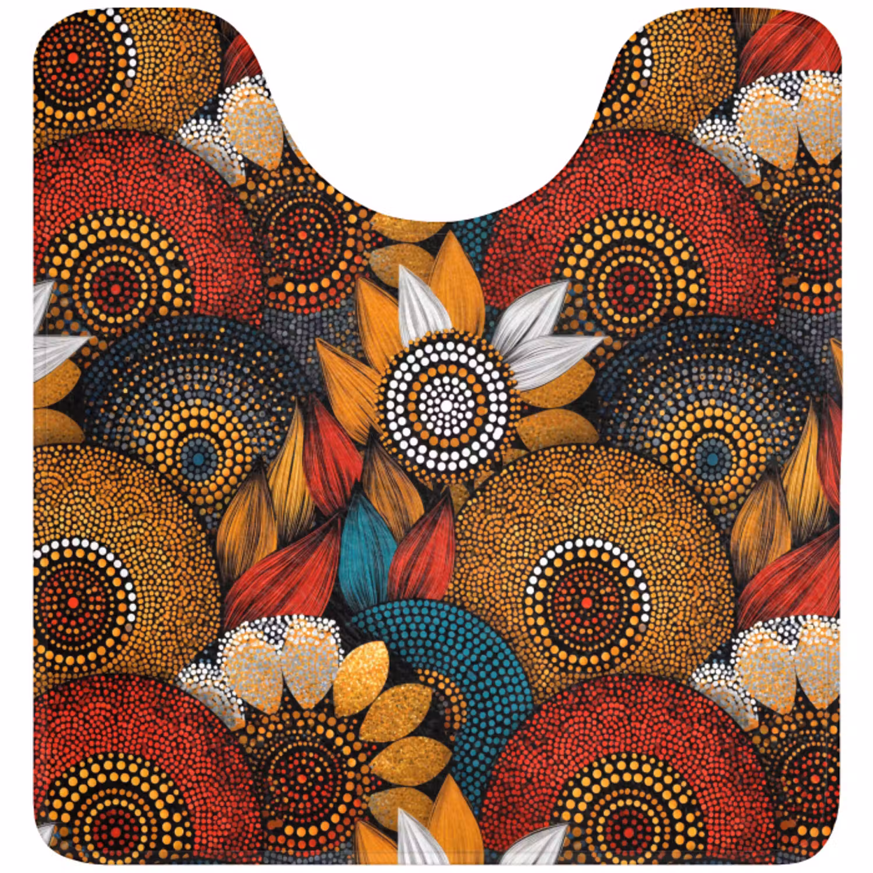 Kleurrijk - Aboriginal - Dot Painting - Botanisch - Patroon WCmat U-uitsnede middel 1014 -3d