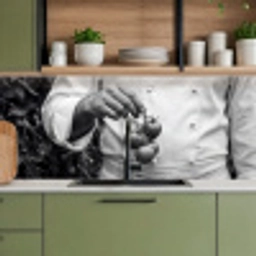 Tomaten - Chef - Zwart - Wit keuken achterwand 2 middel -sfeer3