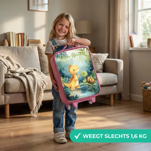 Dino - Schildpad - Jungle Kinderkoffer - Roze klein -sfeer2_NL