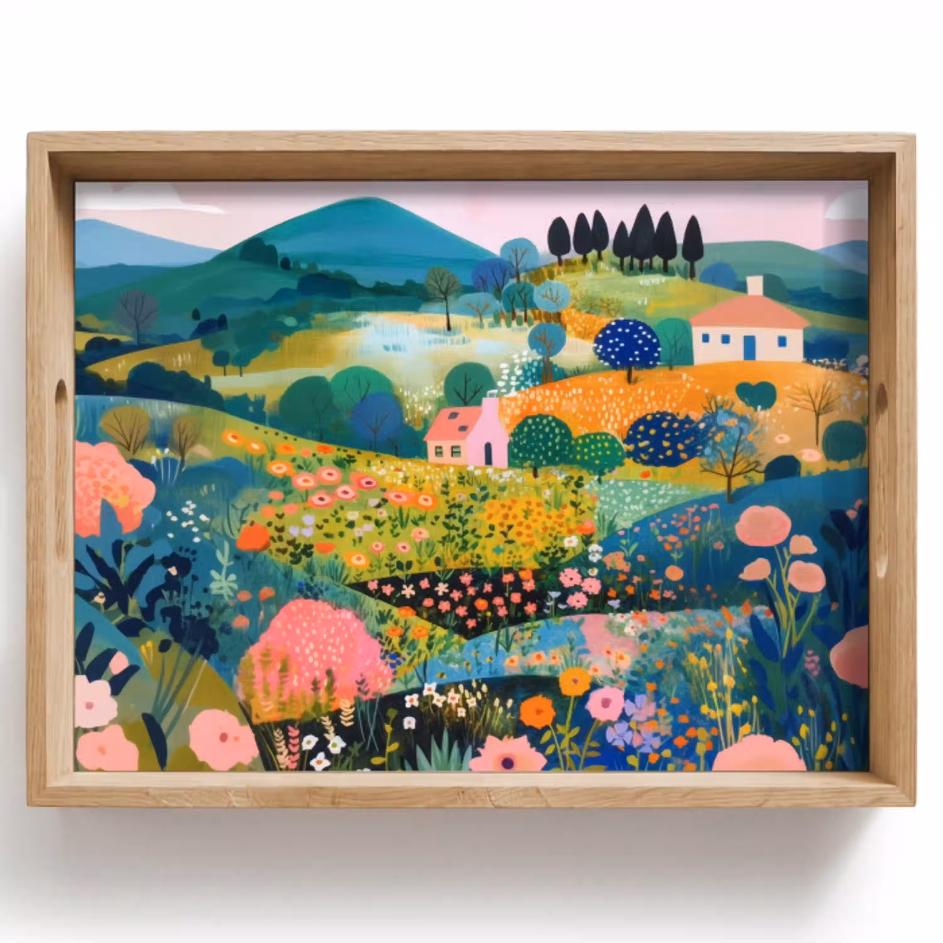 Heuvellandschap - Fantasierijk - Kleurcontrasten Dienblad Rechthoek middel -z3d_shopping