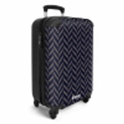 Visgraatstructuur met lichtroze lijnen op donkerblauw NBS - Handbagage koffer - Vrouwen middel -productfoto_3d